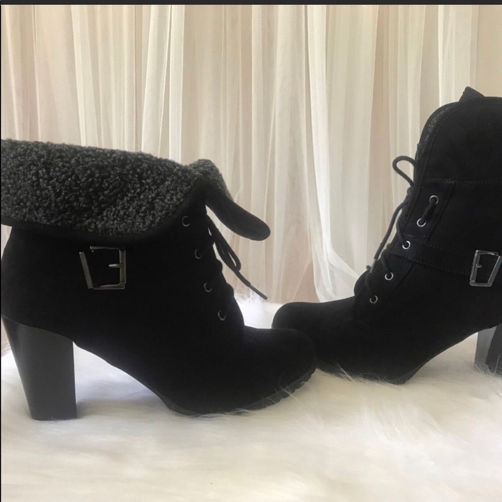 White Mt. Black Buckle Booties Size 11